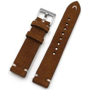 Jeniko Vintage Suède Horlogeband 18mm 20mm 22mm 24mm Handgemaakte Stiksels Horlogeband For Mannen Vrouwen Horloge Vervanging (Color : Brown, Size : 22mm)