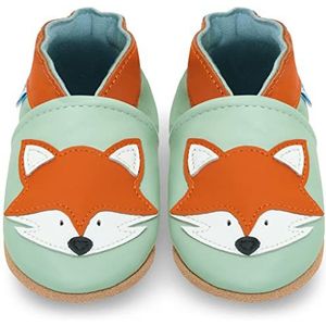 Babyschoentjes met Zachte Zooltjes - Schoentjes voor Meisjes - Leren Peuterschoentjes - Grijze Vos 6-12 maanden