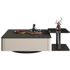 Moderne Woonkamertafel Italiaanse Vierkante Woonkamer Rock Plate Salontafel Licht Luxe Eenvoudige Zadel Lederen Combinatie Salontafel Koffietafel(B,S)