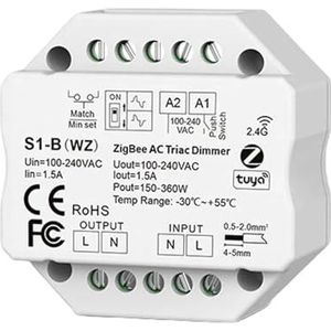 1 STKS 2.4G APP Remote RF Zigbee Series (Tuya) WLAN-controller 5-in-1 voor RGB, RGBW, RGB+CCT, kleurtemperatuur of monochrome bar (kleur: S1-B(WZ))