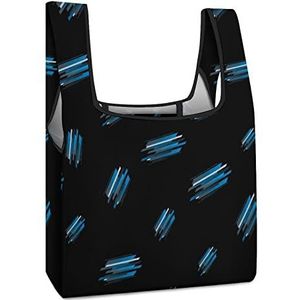 Abstracte Blauwe Geometrie Herbruikbare Boodschappentas Met Handvat Opvouwbare Boodschappen Tote Tas Grote Capaciteit Lichtgewicht Handtas Voor Mannen Vrouwen
