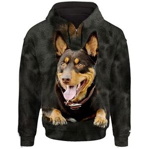 JJCat Mannen/vrouwen met capuchon lange mouwen 3D-print hondenserie boxer hond ritssluiting gebreide jas sweatshirts, zwart. 7, L
