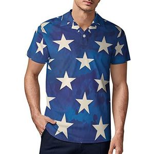 Aquarel Amerikaanse sterren vlag heren golf poloshirt zomer korte mouw T-shirt casual sneldrogende T-shirts 2XL