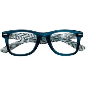 Zippo-leesbril, gemaakt met een montuur met zachte lijnen, ideaal voor mannen en vrouwen, dioptrie +3,50, kleur blauw, gestreepte pootjes