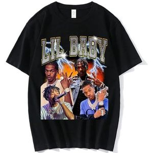 Hip Hop Rapper Lil Baby T Shirt Men 90s Vintage Graphic Tee Shirt Tops Cotton Short Sleeve T-Shirts Streetwear Harajuku Unisex Size XL