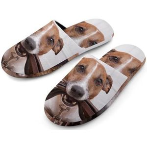 Leuke Jack Russell Terrier Honden Volledige Print Vrouwen Slippers Warme Anti-Slip Rubberen Zool Huisschoenen Voor Indoor Hotel 38-39_(7-8)