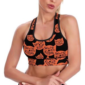 Show_Me_Your_Kitties Tanktop voor dames, sportbeha, yoga, workout, vest, atletische bh's