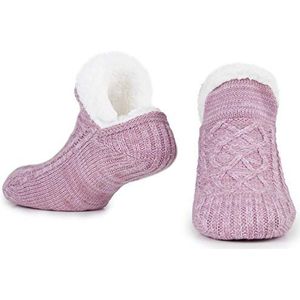 CityComfort Vrouwen Pantoffelsokken, pluizig en warm fleece gevoerde Anti Slip Sokken (Lila)