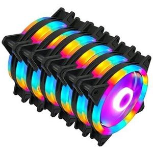 RGB Case Fan 120 mm 3pin Molex kleurrijke vloeistoflager LED -pc Computerkoelventilatoren Radiator Ventilador 12V (Blade Color : 6Pcs RGB-2 Ring Lamp)