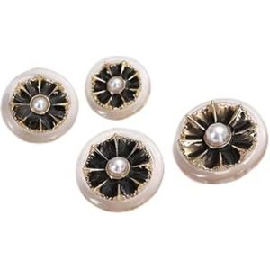 Knop Metalen knopen naaien knop 6 stuks mode decoratieve parelknopen for kleding naaien materiaal accessoires jas shirt knoppen-goud, 25 mm (Color : Black_25mm)