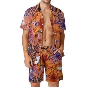 Hawaiiaanse Kokospalmshirts en Shorts Voor Heren, Set Van 2 Stuks, Strandvakantie-outfits Met Korte Mouwen, Casual Sportkleding (Color : Color 7, Size : XS)