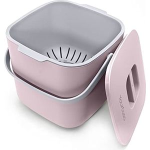YourCasa® Biologische afvalemmer keuken, 4 liter, compostemmer voor dagelijkse bio-afvalcontainers, vaatwasmachinebestendig, geurdicht, uitneembare zeef, kleine bio-vuilnisemmer met deksel, bio-emmer