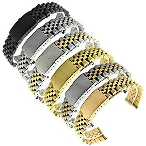 18mm 20mm 22mm metalen horlogebanden armband zilver gepolijst roestvrij stalen horlogeband band vervanging accessoires (Color : Black, Size : 22mm)