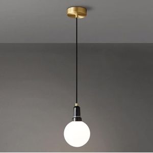 LANGDU Scandinavische moderne eenvoudige kroonluchter geheel koperen hanglamp marmer pauwgroene lampenkap geschikt for keukeneiland studeerkamer woonkamer bar hanglamp(Color:Obsidian Black)