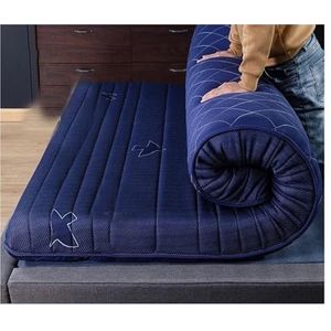 Kingsize Matrastopper, Memory Latex Matras, Comfortabel Met Spons Gevuld Verdikt Latex Kernkussen, Slaapkamer Tatami Matras, Enkele Dubbele Matras, Studentenslaapzaal Matras (Color : Blue, Size : 12