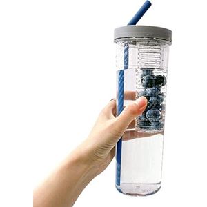 A/A 700 ml Smoothie beker to go, drinkbeker met spatvast deksel en rietje, reismok, ijskoffie beker om mee te nemen, BPA-vrij drinkglas