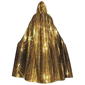 WURTON Halloween Kerstfeest Gouden Pailletten Sparkle Print Volwassen Hooded Mantel Prachtige Unisex Cosplay Mantel