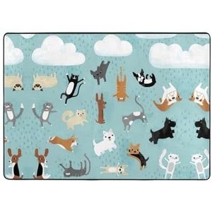 Regenende katten en honden afdrukken vloerkleden, woonkamer vloermatten loper tapijt niet-overslaan kinderkamer mat spelen tapijt - 148 x 203 cm