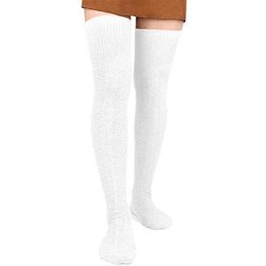 Moon Wood Dames Warmte Kniekousen Dikke Hoge Kousen Super Lange Katoen Gebreide Beenwarmers