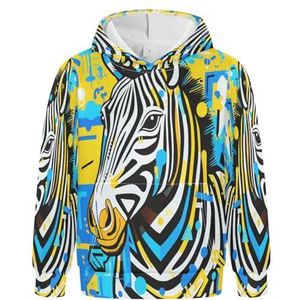 KAAVIYO Doodle lijntekening zebra geel hoodies atletische hoodies schattig 3D-print voor meisjes jongens, Patroon, XS