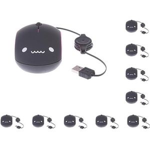 10 set van Leuke Intrekbare USB Optische Scroll Muis 1000DPI voor Laptop PC Notebook 1, Zwart Rose Rood