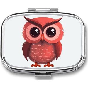 Leuke Rode Uil Pil Doos Pil Case Leuke Pil Organizer Pil Houder Geneeskunde Pil Organizer Pil Container Dagelijkse Pil Organizer Kleine Pillendoos Pil Case voor Purse Pocket