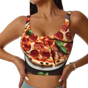 Pizza Voedsel Print Comfortabele Vrouwen Sport Vest Yoga Workout Vest Voor Vrouwen Lichtgewicht Zomer, Zwart, S