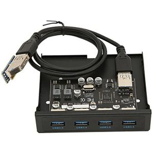 Voorpaneel PCIE Naar USB 3.0 Hub met 4 Poorten, 3,5 Inch Pc Voorpaneel Interne Kaartlezer PCIE USB-adapter met 4 X USB3.0-uitgang voor Computerbehuizing Front Bay