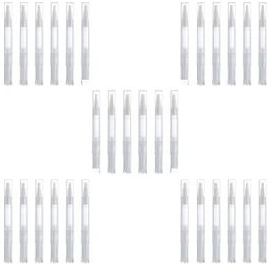 5 Set 6 stuks lege draaipennen met penseel - veelzijdig en gemakkelijk te gebruiken voor verschillende cosmetische toepassingen, plastic transparante draaipennen, wit