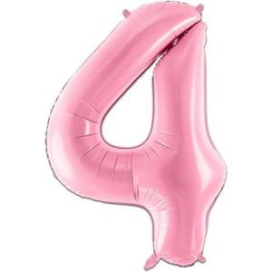 LUQ - Cijfer Ballonnen - Cijfer Ballon 4 Jaar Roze XL Groot - Helium Verjaardag Versiering Feestversiering Folieballon