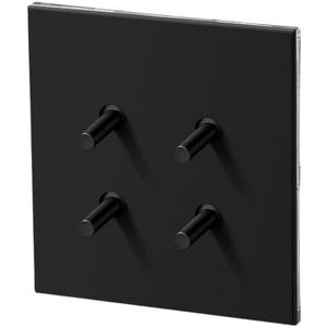 Wandschakelaar, bedieningsschakelaar Retro-tuimelschakelaar Zwart Retro 1-4 Gang 2-weg wandlamp Roestvrijstalen paneel