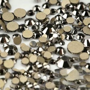 14400 stuks groothandel SS4-SS20 mixformaat glazen strass steentjes kristal niet-hotfix gouden flatback stenen voor doe-het-zelf nagelkunst accessoires-hematiet-mix