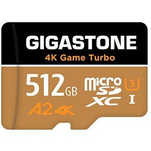 [5 jaar gratis gegevensherstel] Gigastone geheugenkaart 512 GB 4K Game Turbo, professioneel voor GoPro drone DJI Switch, snelheid 100 MB/s. A2 U3 V30 Micro SDXC-kaart met SD-adapter.