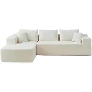 Modulair sectie woonkamer bankset, moderne vloer L-vormige gestoffeerde banken, gratis combinatie voor slaapkamer woonkamer appartement slaapzaal White-175 * 267 * 70cm