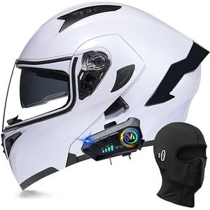 Modulaire Bluetooth-motorhelm, integraalhelm met opklapbaar dubbel vizier, met dubbele luidspreker en microfoon, DOT/ECE-goedgekeurd, voor volwassenen, mannen en vrouwen, maat M~XXL J,XL=61-62cm