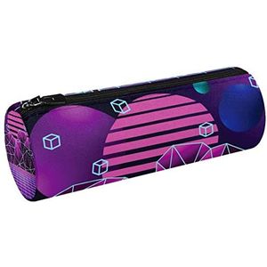 Zilveren 3D Sterren Patroon Met Rode Achtergrond Canvas Pen Etui Portemonnee Cosmetische Make-up Tas Voor Student Briefpapier School Kantoor Opslag, Multi#06, 20x6.3cm/7.9x2.5in, Potlood gevallen