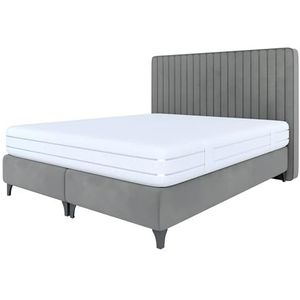 FURNISTAR Boxspringbed VIENAPLUS met pocketvering matras tweepersoonsbed gestoffeerd bed modern slaapkamerbed met zwarte poten slaapkamer (160x200 acept 24)