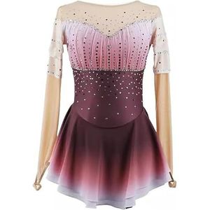 A,11/13,PONNYC Professionele Kunstschaatsjurk Schaats Kostuum Met Kleurverloop Voor Meisjes Handgemaakte Ritmische Gymnastiek Turnpakjes Glanzende Buiten Sport Kleding Met Strass
