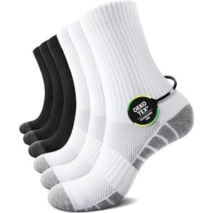 TUUHAW Sokken Heren 43-46 Wit Tennissokken Sportsokken Kuitsokken Zwart Kuitsokken Heren Katoenen Badstof Sokken Heren Wintersokken 6 Paar