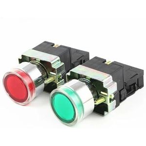 22 mm XB2-BW3361C Korte tijd Ronde Drukknop Schakelaar met LED Licht 1NO 24 V/AC220V/AC380V Groen, Rood, Geel, Blauw (Kleur: Rood 1NC, Maat: 220V)