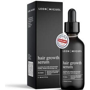 Leon Miguel Haargroei Serum - Biotin 5% & Ginseng voor Snellere Haargroei - Stop Haaruitval, Sterker en Dikker Haar, Veganistisch, Vrij van Parabenen