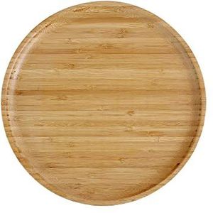 pandoo Herbruikbare bamboeborden, 100% bamboeborden, ronde houten borden, bamboeplaten, bamboe-decoratie, platte borden, serviesset, houten borden, herbruikbare borden, 25 cm