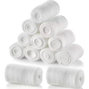 Mullverband fixeerverband 10 cm x 4,5 m zacht ademend elastisch gaas voor wondverbanden wondverzorging 12 rollen