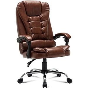 Bureaustoel Werkkruk Bureaustoel Computer Baas Stoel Kantoor Thuis Draaibare Massage Stoel Lifting Verstelbare Stoel Ergonomische Stoel Managersstoel(Color:B-Brown)