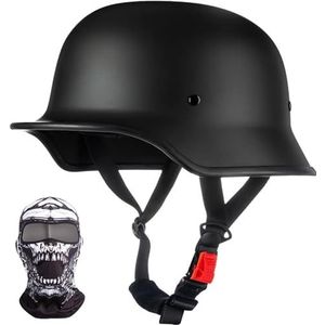Duitse stijl retro Motorfiets halve helm ECE/DOT goedgekeurde Retro Open Helm Street Bike Helm Bromfietshelm voor Scooter Cruiser Chopper B,XL=61-62CM