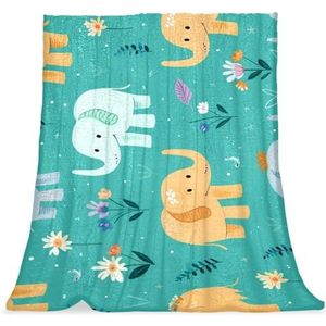 Zachte deken, bankdeken, olifantengroene achtergrond, 59x39,4 inch