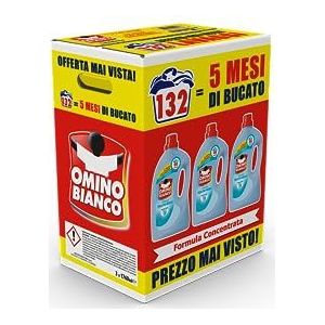 Omino Bianco - Vloeibaar wasmiddel, 132 wasbeurten, respecteert kleuren en stoffen, frisse geur met witte muskusessence, 1760 ml x 3 verpakkingen