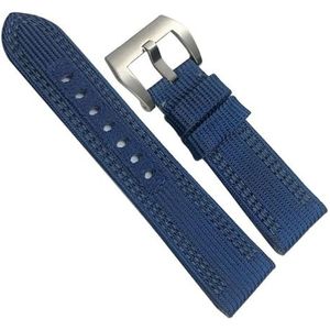 dayeer Canvas lederen horlogeband voor Panerai Submersible Luminor PAM nylon stoffen band 24 mm 26 mm (Color : Blue Gray Silver, Size : 26mm)