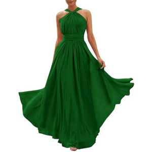 Chiffon bruidsmeisjesjurken voor dames, voor bruiloft, strapless galajurken, cocktailjurken, grote maten, Emerald Groen, 32