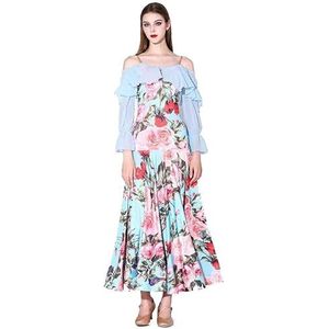 MLYYX Gedrukte Ballroom Dance Performance Dress Jarretels Waltz Foxtrot Practice Kostuums voor Vrouwen Mouwloze Cha Cha Salsa rok